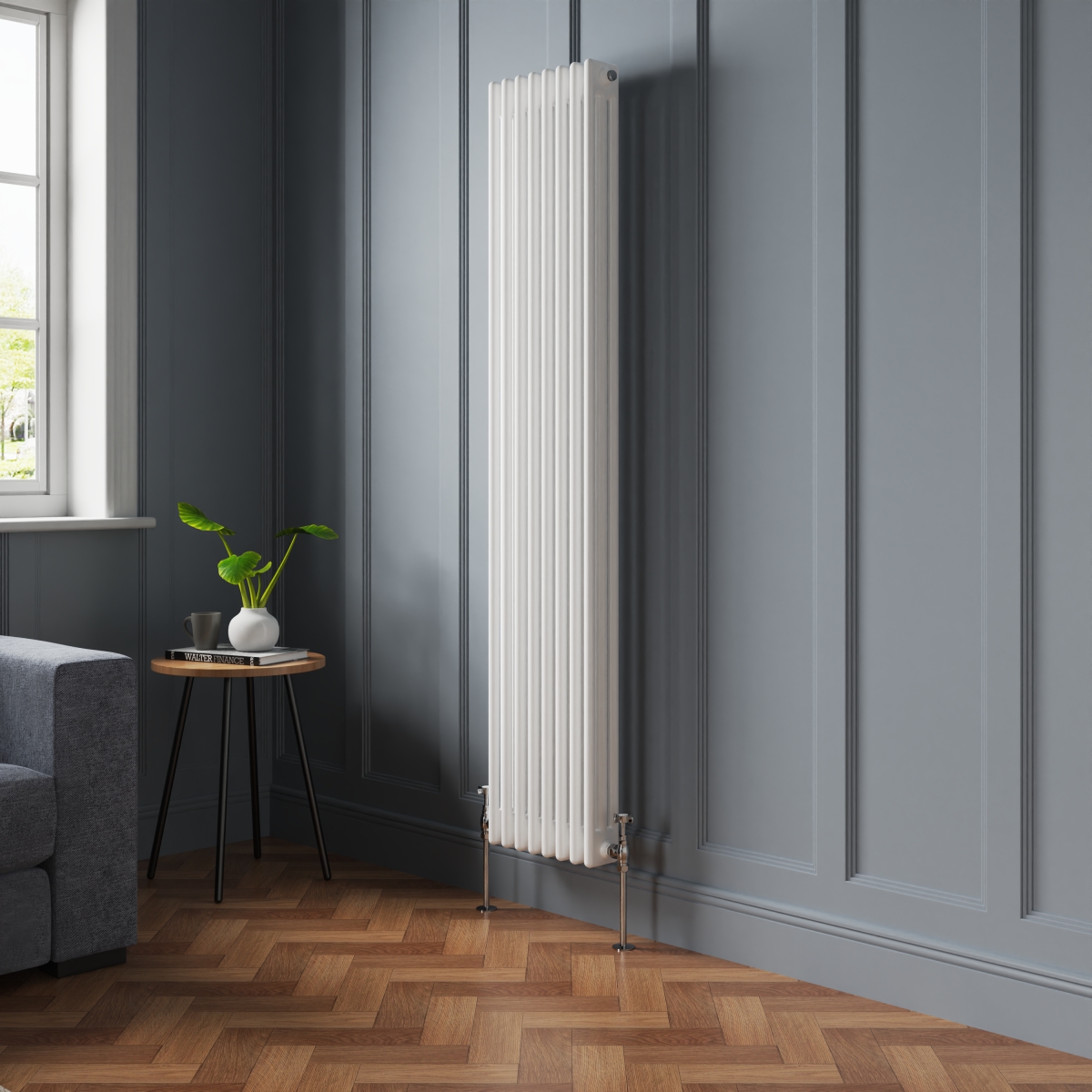 Bern 1800 x 380mm White Triple Column Vertical Traditional Radiator