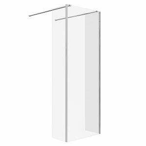 Wasdale 760mm Chrome Walk Through Wet Room Screen with 300mm Hinged Return Screens