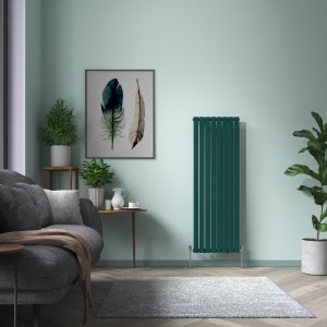 Karlstad 1600 x 546mm Blue Green Single Flat Panel Vertical Designer Radiator