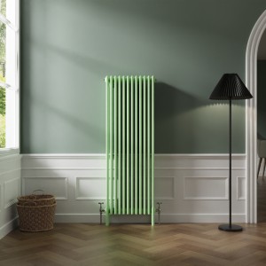 Bern 1500 x 560mm Traditional Pastel Green Vertical Four Column Radiator