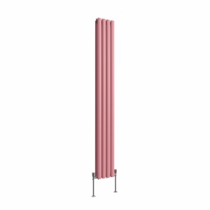 Norden 1800 x 237mm Rose Clair Pink Double Vertical Oval Column Designer Radiator