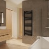 Fjord 1400 x 500mm Curved Black Heated Towel Rail