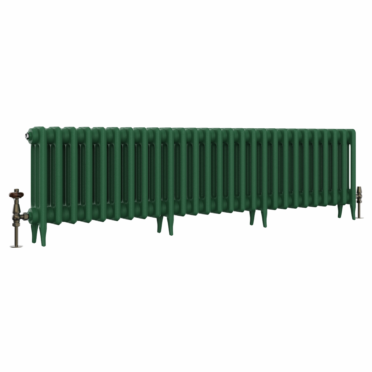 Classic  450 x 1708mm Farrow & Ball Duck Green Triple Column Cast Iron Radiator - 27 Sections