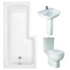 RAK Tonique Close Coupled Open Back Modern Bathroom Suite with L-Shape Shower Bath - Choice of Size and Panel