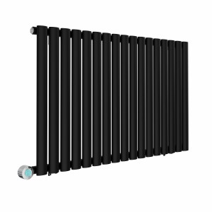 Norden 600 x 1004mm Black Horizontal Oval Tube Wifi Electric Radiator - 800W