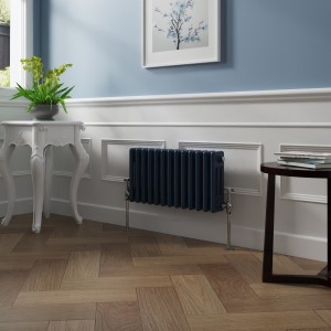 Bern 300 x 605mm Sapphire Blue Triple Column Horizontal Traditional Radiator