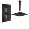 Beauly Matt Black Twin Square Handle Concealed Valve with 200mm Square Shower Head and Ceiling Arm (1 Outlet)