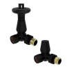 Traditional Thermostatic Corner Radiator Valves - Black