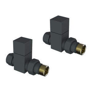 Modern Square Straight Radiator Valves - Anthracite