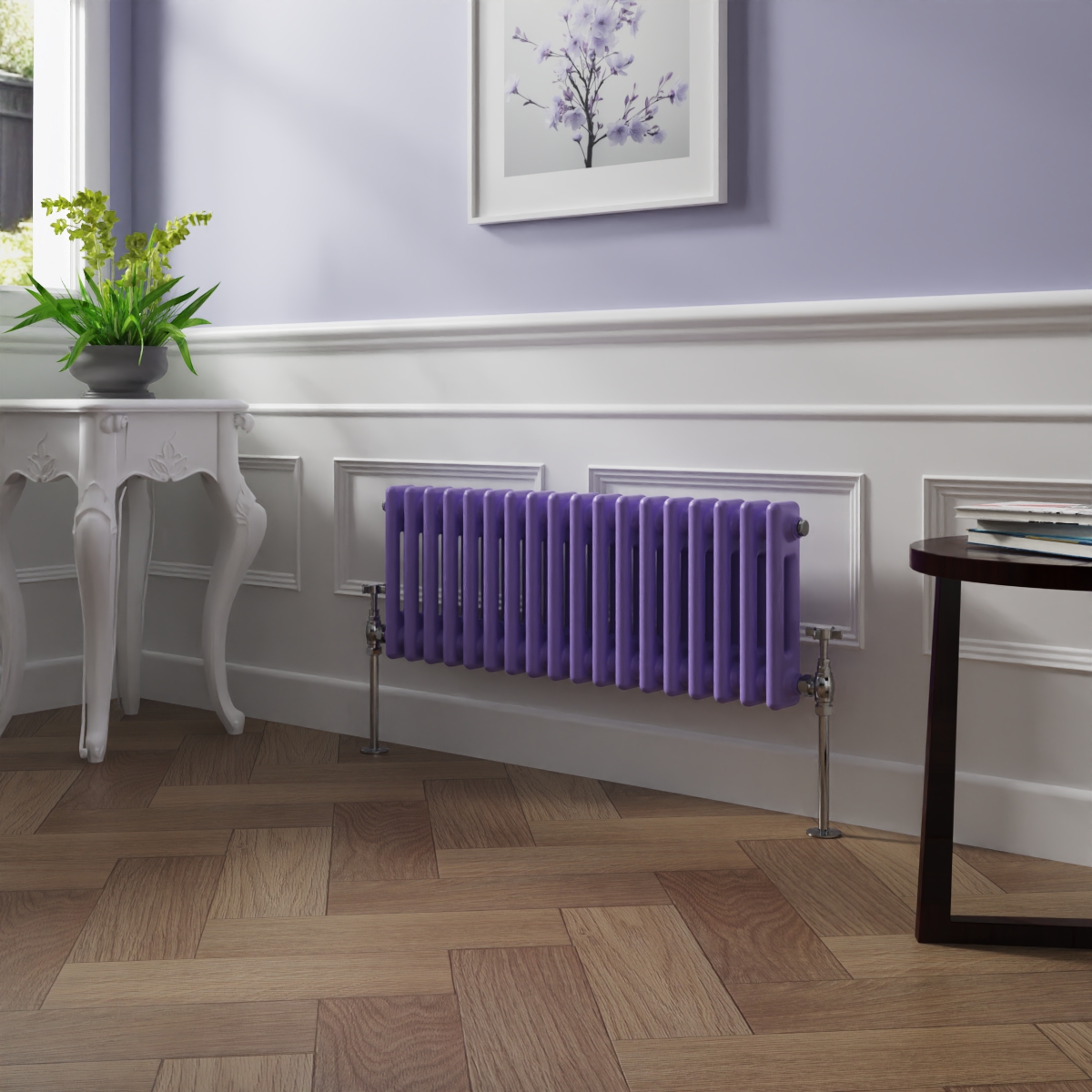 Bern 300 x 830mm Elegant Purple Double Column Horizontal Traditional Radiator
