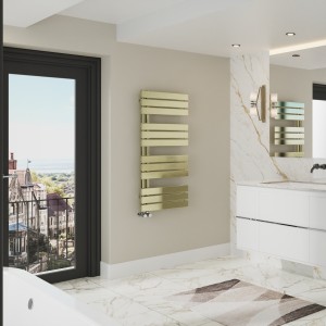 Kristiansund 1126 x 500mm Designer Towel Rail - Brushed Brass