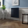 Bern 600 x 605mm Sapphire Blue Double Column Horizontal Traditional Radiator