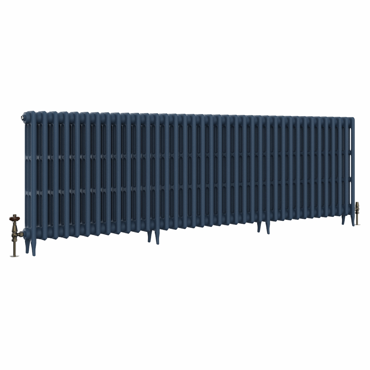 Classic  745 x 2390mm Farrow & Ball Hague Blue Triple Column Cast Iron Radiator - 38 Sections