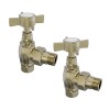 Traditional Angled Cross Head Radiator Valves - Brushed Brass