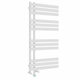 Koli 1200 x 600mm Dual Fuel White Thermostatic Touch Control Wifi Electric Heated Towel Rail