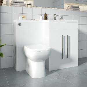 Calm White Right Hand Combination Vanity Unit with RAK-Origin Toilet & Soft Close Seat & Concealed Cistern - 1100mm