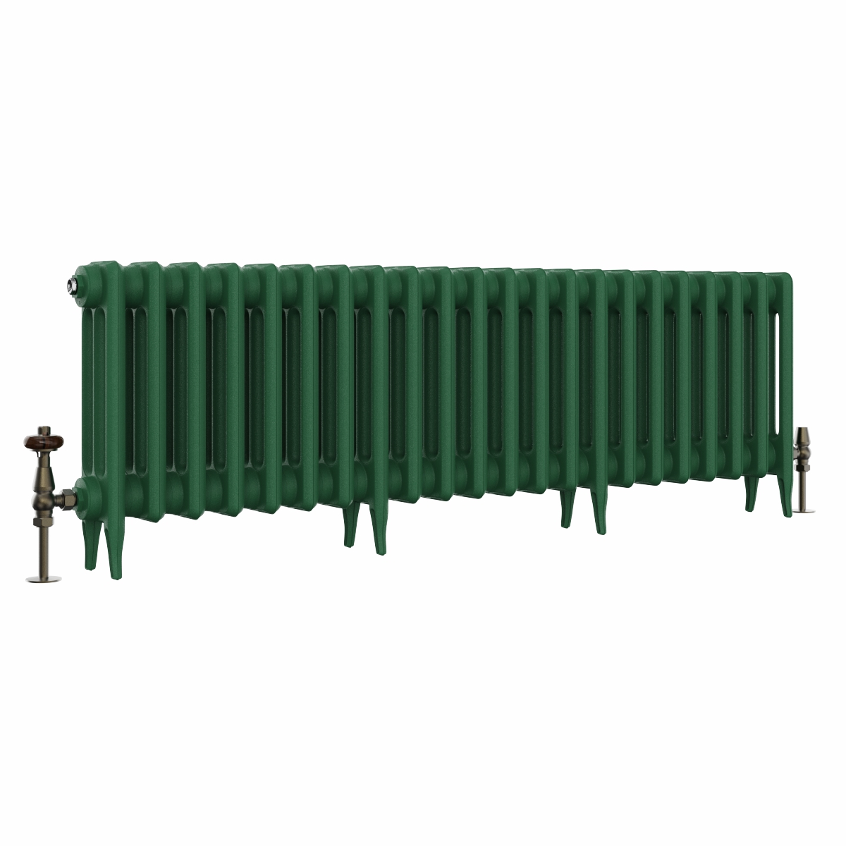 Classic  450 x 1398mm Farrow & Ball Duck Green Triple Column Cast Iron Radiator - 22 Sections