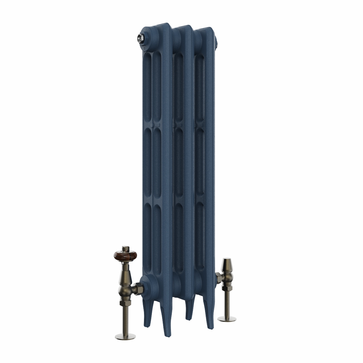 Classic  745 x 220mm  Farrow & Ball Hague Blue Triple Column Cast Iron Radiator - 3 Sections
