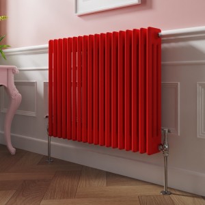 Bern 600 x 830mm Traditional Signal Red Triple Horizontal Column Radiator