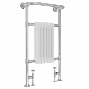 Salzburg Traditional Victorian 952 x 568mm Chrome & White Towel Rail Radiator