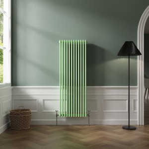Bern 1500 x 560mm Pastel Green Triple Vertical Column Radiator