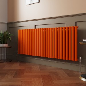 Norden 600 x 1594mm Bright Orange Single Oval Column Horizontal Designer Radiator