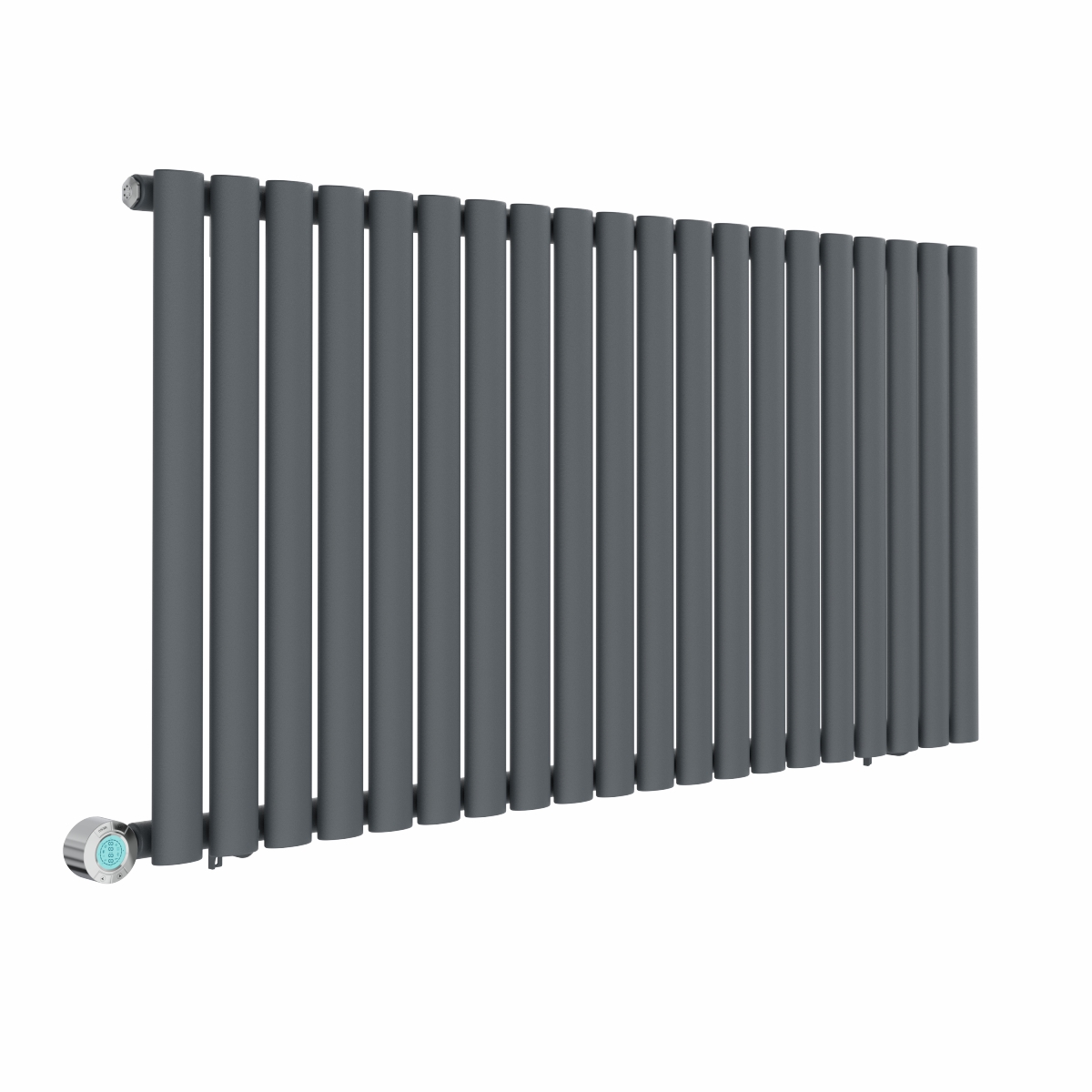 Norden 600 x 1181mm Anthracite Horizontal Oval Tube Wifi Electric Radiator - 1000W