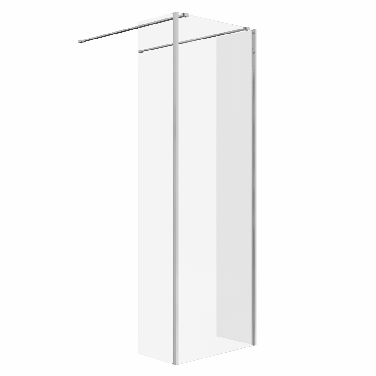 Wasdale 700mm Chrome Walk Through Wet Room Screen with 300mm Hinged Return Screens