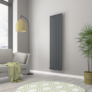 Norden 1800 x 473mm Anthracite Single Vertical Oval Tube Designer Radiator