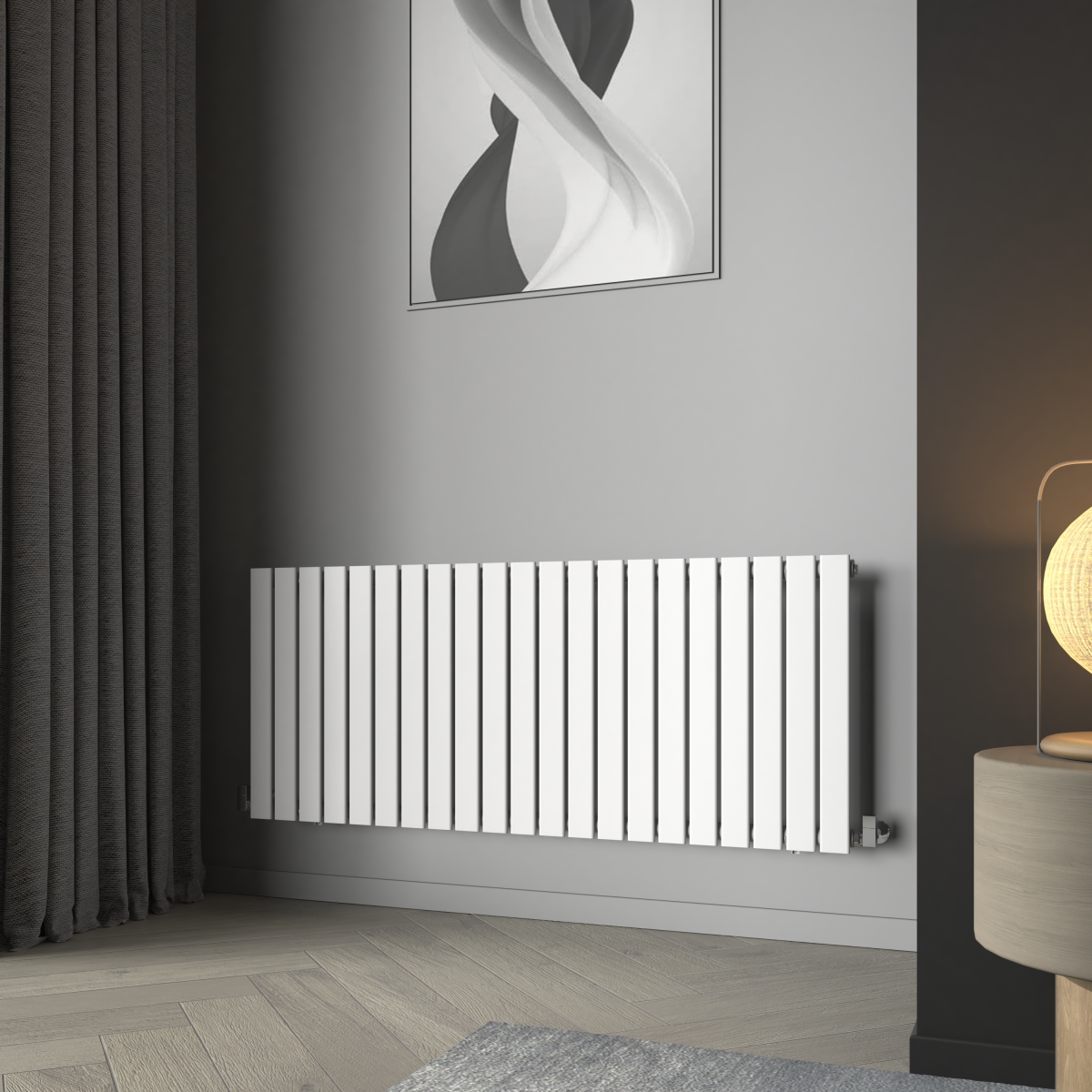 Karlstad 600 x 1430mm White Single Horizontal Flat Panel Designer Radiator