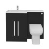 Calm Matt Black Left Hand Combination Vanity Unit Basin L Shape with Back to Wall Feel 600 Toilet & Soft Close Seat & Concealed Cistern - 1100mm