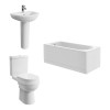 Lima Modern Bathroom Suite with Close Coupled Toilet and Essential Single Ended Bath - 1500 x 700mm - Front & End Bath Panel Included