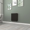 Norden 600 x 591mm Black Double Horizontal Oval Tube Designer Radiator