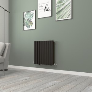 Norden 600 x 591mm Black Double Horizontal Oval Tube Designer Radiator