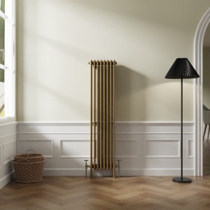 Bern 1500 x 380mm Traditional Metallic Gold Vertical Four Column Radiator
