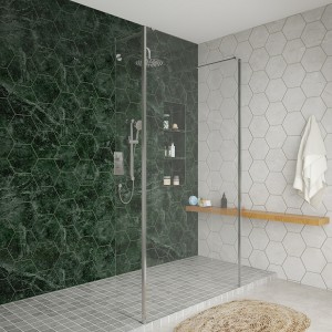 Wasdale 1100mm Chrome Walk Through Wet Room Screen with 300mm Hinged Return Screens