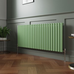 Norden 600 x 1417mm Pastel Green Single Oval Column Horizontal Designer Radiator