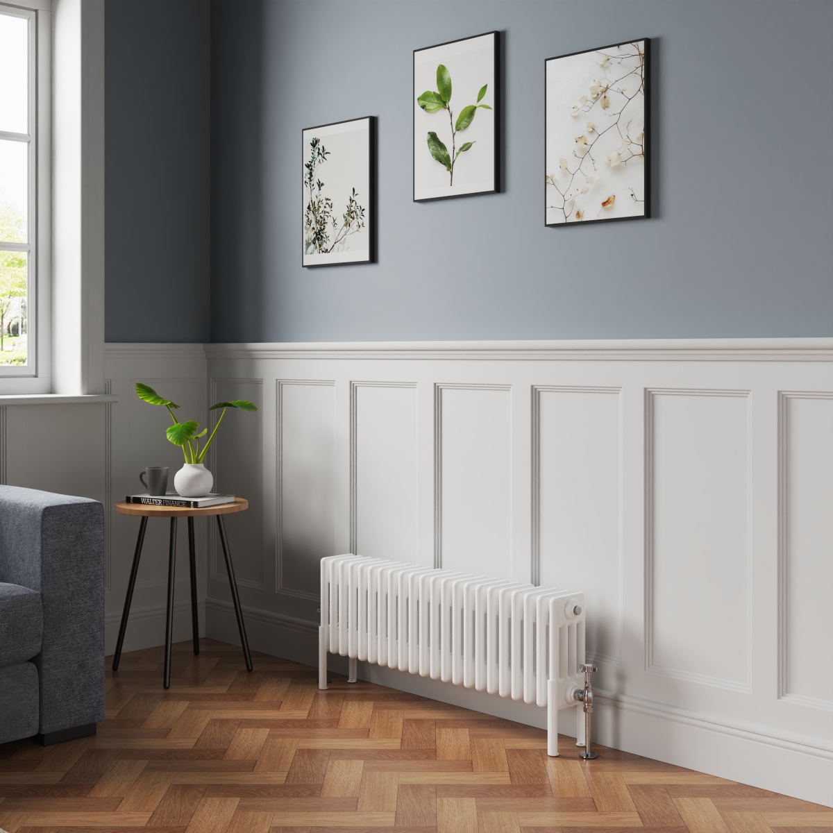 Bern 300 x 1010mm White Four Column Horizontal Traditional Radiator