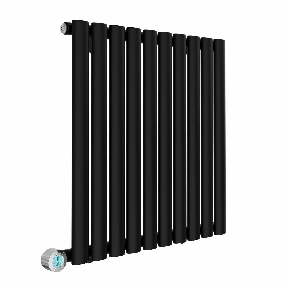 Norden 600 x 591mm Black Horizontal Oval Tube Wifi Electric Radiator - 600W