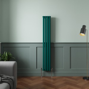 Norden 1600 x 237mm Blue Green Double Oval Column Vertical Designer Radiator