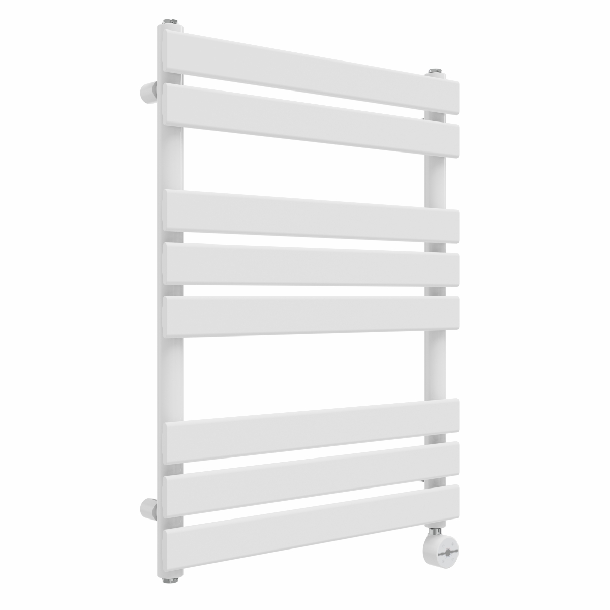 Juva 800 x 600mm White Flat Panel Thermostatic Touch Control Electric Heated Towel Rail