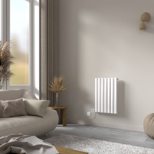 Norden 600 x 414mm White Horizontal Oval Tube Wifi Electric Radiator - 400W