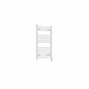 Fjord 800 x 500mm Curved White Thermostatic Touch Control Wifi Electric Heated Towel Rail