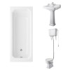 Wellington High Level Toilet with Sand Seat & 600mm 1 Tap Hole Basin with 1700 x 750mm Traditional Straight Bath Single Ended