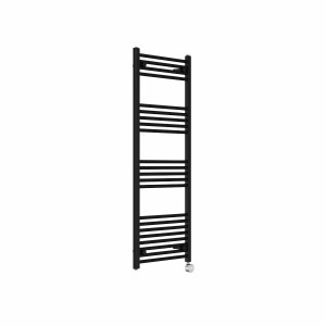 Bergen 1400 x 500mm Straight Black Thermostatic Touch Control Electric Heated Towel Rail