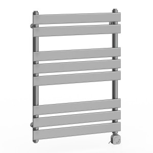 Juva 800 x 600mm Chrome Flat Panel Electric Thermostatic Heated Designer Towel Rail