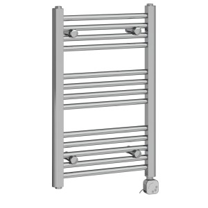 Bergen 700 x 450mm Straight Chrome Thermostatic Electric Heated Towel Rail