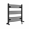 Fjord 600 x 600mm Dual Fuel Curved Black Thermostatic Electric Heated Towel Rail