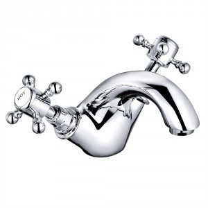 Ashwick Traditional Crosshead Basin Mixer Tap - Chrome and White