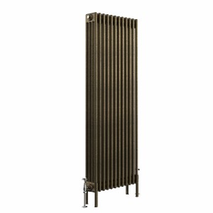 Bern 1500 x 560mm Black Gold Four Column Vertical Traditional Radiator